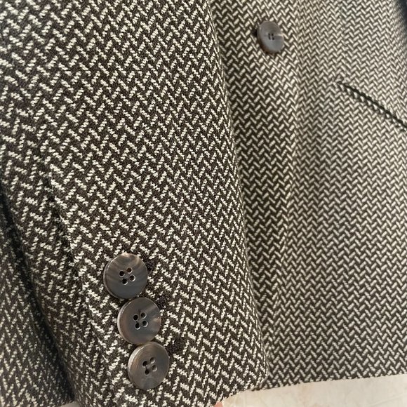ARMANI COLLEZIONI {6} Blazer Chocolate Brown & Cream Fitted Graphic - Picture 3 of 5